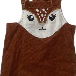 The Children's Place Brown Corduroy Deer Fawn Jumper Dress Skirtall with 3D Ears